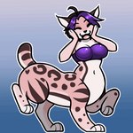 bottomless breasts clothed clothing eyes_closed feet female fingers fur hair happy markings navel purple_hair smile solo spots spotted_body spotted_fur toes topwear tube_top thecatnamedfish fish_(thecatnamedfish) chakamil chakat felid felid_taur feline mammal mammal_taur taur 1:1 2022 2d_animation animated digital_media_(artwork) frame_by_frame low_res motion_tweening short_playtime herm_(lore)