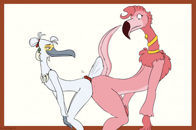 anthro ass_to_ass beak belly butt_touch countershade_belly countershade_face countershade_tail countershading duo ear_piercing ear_ring feathers femboy femboy/femboy gold_(metal) gold_jewelry grey_beak hair hair_bun jade_(gem) jewelry male male/male mayan motion_lines neck_ring no_irises nude nude_anthro nude_male piercing pink_body pink_feathers ring_piercing simple_background slim smile tail tail_feathers tied_hair tooth_necklace white_body white_feathers scribefang mollis_(scribefang) yax_uh_(scribefang) avian bird egretta flamingo heron pelecaniform snowy_egret 2025 digital_drawing_(artwork) digital_media_(artwork) flat_colors hi_res