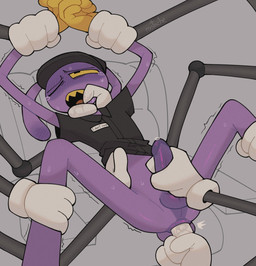 1_finger_fingering 4_fingers ambiguous_fingering_male ambiguous_gender anal anal_fingering anal_penetration anthro anthro_fingered anus arms_bent balls bent_legs black_clothing black_eyes black_hat black_headwear black_shirt black_topwear blush blush_lines bodily_fluids bottomless bottomless_anthro bottomless_male clothed clothed_anthro clothed_male clothing disembodied_hand ear_blush erection eye_roll fast_food_uniform fingering fingering_partner fingers front_view genital_fluids genitals glans gloves grey_arms grey_background grey_text group hand_in_mouth handjob hands_everywhere handwear hat headgear headwear humanoid_genitalia humanoid_penis leg_grab long_ears looking_pleasured machine male male/ambiguous male_anthro male_fingered male_penetrated mostly_offscreen_ambiguous mostly_offscreen_character one_eye_closed open_mouth orange_tongue penetration penile penis penis_grab precum precum_bead purple_anus purple_blush purple_body purple_glans questionable_consent restrained restrained_arms restrained_legs robot_arm robot_joints sex sharp_teeth shirt simple_background skinny skinny_anthro skinny_male solo_focus spread_legs spreading square_eyes sweat sweatdrop tears teeth text tongue topwear white_clothing white_gloves white_handwear wrist_grab yellow_clothing yellow_gloves yellow_handwear yellow_sclera yellow_teeth rootache glitch_productions spudsy's the_amazing_digital_circus jax_(tadc) lagomorph leporid mammal rabbit artist_name english_description english_text hi_res