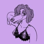 anthro breasts clothing female hand_behind_head lace lingerie nipples open_nipple_bra solo passionatefloorromance nina_(passionatefloorromance) borzoi canid canine canis domestic_dog hunting_dog mammal sighthound 1:1 bust_portrait hi_res portrait