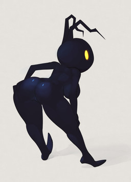 antennae_(anatomy) arms_bent bent_over big_breasts biped black_body breasts butt empty_eyes featureless_crotch featureless_feet feet female fingers glistening glistening_butt grey_background hand_on_butt hand_on_leg hanging_breasts looking_forward monotone_body mouthless no_pupils no_sclera noseless not_furry nude nude_female nude_humanoid shadow simple_background solo standing three-quarter_view wide_hips yellow_eyes 4chan_anon unknown_artist kingdom_hearts square_enix heartless humanoid shadow_(kingdom_hearts) 2023 digital_media_(artwork) full-length_portrait hi_res portrait shaded soft_shading