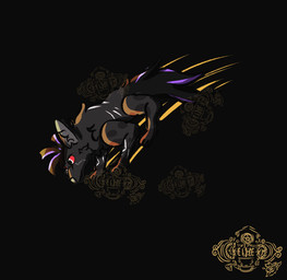 anthro black_body black_fur fur male male/male solo spinning unknown_artist canid canine canis mammal wolf 2d_animation animated
