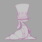 anthro clothing crown ear_piercing ear_ring flexible hat headgear headwear male piercing ring_piercing slightly_chubby solo splits spread_legs spreading top_hat seanatar kings_of_hell mammon_(kings_of_hell) goblin humanoid sketch