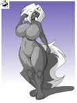 anthro blush breasts female hair solo chrisandcompany kelsey_sienna mammal mephitid skunk 3:4 absurd_res hi_res