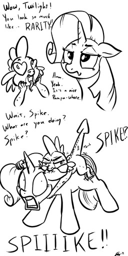 bite black_and_white comic cutie_mark dialog dragon english_text equine female feral forced friendship_is_magic gavalanche horn horse male monochrome mount my_little_pony plain_background pony rape scalie spike_(mlp) tail_boner text tongue twilight_sparkle_(mlp) unicorn white_background
Rating: Questionable
Score: 9
User: Spiké
Date: November 24, 2011