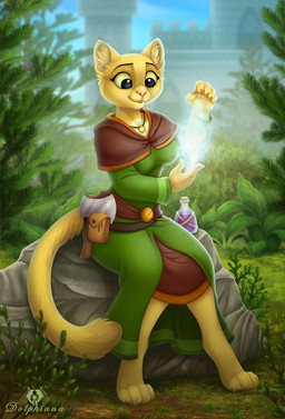4_toes 5_fingers axe barefoot belt_pouch blue_eyes castle claws clothed clothing detailed_background feet female finger_claws fingers fur inner_ear_fluff jewelry magic_user melee_weapon necklace pink_nose plant potion potion_bottle rock sitting smile solo tail toe_claws toes tree tuft weapon yellow_body yellow_feet yellow_fur dolphydolphiana bethesda_game_studios microsoft oblivion prequel_adventure the_elder_scrolls katia_managan canid felid khajiit mammal 2021 signature
