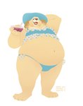 anthro arms_above_head beverage bikini blue_eyes clothing female hat headgear headwear obese overweight slightly_chubby slightly_chubby_female solo sun_hat swimwear two-piece_swimsuit rumash nilla_(urbansaint) bear mammal hi_res