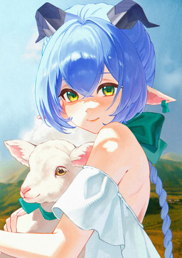 2_horns animal_ears blue_hair clothed clothed_female clothed_humanoid clothing dress duo female feral hair horizontal_pupils horn light_body light_skin pupils white_clothing white_dress yamacho mihoyo zenless_zone_zero lucia_elowen animal_humanoid bovid bovid_humanoid caprine caprine_humanoid goat goat_humanoid humanoid mammal mammal_humanoid thiren absurd_res hi_res