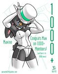 anthro breasts bunny_costume clothed clothing costume eyewear female garter_straps glasses hat headgear headwear nipple_outline solo text top_hat joe_randel maxine_blackbunny lagomorph leporid mammal rabbit 2003 colored english_text