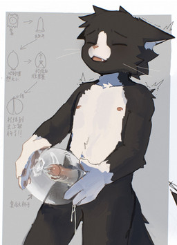 accessory anthro black_body black_eyes black_fur black_necktie bodily_fluids bubble_filling condom cum cum_drip cumshot dripping ejaculation erection eyes_closed fur genital_fluids genitals head_tuft how-to humanoid_genitalia humanoid_penis looking_pleasured male masturbation moan motion_lines necktie nipples nude_anthro nude_male open_mouth orgasm_face penetrable_sex_toy penis pink_nipples pink_nose sex_toy sexual_barrier_device simple_background slim_anthro slim_male solo standing text tuft whiskers asenjian domestic_cat felid feline felis mammal 2026 chinese_text colored colored_sketch hi_res shaded sketch translated