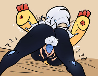 anthro anus balls brown_body clothed clothing duo female from_front_position genitals male male/female male_penetrating mating_press penetration penile_spines penis sex simple_background spread_legs spreading tail vaginal vaginal_penetration vulva kwerty_mx gameoverse glitch_productions nintendo pokemon fan_character glace_(cris79x) kit_bodega felid feline felis generation_9_pokemon mammal meowscarada pokemon_(species) crossover