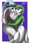 absurd_res anthro big_breasts big_butt blue_hair blush bodily_fluids breast_squish breasts breasts_frottage butt drooling duo female female/female french_kissing gardevoir generation_3_pokemon generation_8_pokemon green_hair hair hatterene hi_res humanoid humanoid_on_humanoid kissing muscular muscular_thighs nintendo not_furry pokemon pokemon_(species) saliva squish thick_thighs tongue tongue_out white_body zak_hitsuji