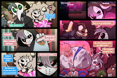 4_fingers accessory anal anal_orgasm anal_penetration andromorph andromorph/male andromorph_penetrated anthro anthro_on_anthro anthro_penetrated anthro_penetrating anthro_penetrating_anthro ass_up balls being_watched beverage_can biped black_border black_clothing black_eyebrows black_hoodie black_nose black_sclera black_topwear blue_body blue_clothing blue_eyes blue_feathers blue_legwear blue_thigh_highs blue_underwear bodily_fluids body_writing border bound bow_ribbon breath butt cheek_tuft cheerleader cheerleader_outfit clothed clothed_andromorph clothed_anthro clothed_intersex clothing clothing_aside clown_makeup clown_nose contact_onomatopoeia costume cum cum_in_ass cum_inside cum_on_arm cum_on_butt cum_on_face dialogue dipstick_ears ear_markings ejaculation erection eyebrows eyelashes eyeshadow facial_tuft feathers female fingers floppy_ears from_behind_position fur genital_fluids genitals grey_body grey_fur group hair_accessory hair_bow hair_ribbon halloween_costume hands-free hands_tied holding_bag holding_money holding_object holidays hoodie impact_onomatopoeia intersex intersex/male intersex_penetrated legwear looking_at_another makeup male male_penetrating male_penetrating_andromorph male_penetrating_intersex mask money multicolored_body multicolored_ears multicolored_feathers multicolored_fur onomatopoeia open_mouth orgasm pattern_clothing pattern_legwear pattern_thigh_highs pawpads penetration penile penile_penetration penis penis_in_ass pink_balls pink_clothing pink_eyes pink_inner_ear pink_legwear pink_pawpads pink_penis pink_thigh_highs plague_doctor plap purple_eyeshadow questionable_consent ribbons ruined_makeup sex smile sound_effects speech_bubble striped_clothing striped_legwear striped_thigh_highs stripes sweat talking_to_another text thick_thighs thigh_highs thrusting topwear tuft underwear underwear_aside vaginal_fluids vaginal_squirting vulva white_body white_ear_tips white_fur white_mask writing_on_butt yellow_body yellow_eyes yellow_feathers nami955 halloween corso_(canaryprimary) maverick_(nami955) oriole_(canaryprimary) robyn_(canaryprimary) ambiguous_species avian bird canid canine canis dalmatian domestic_cat domestic_dog felid feline felis mammal 2025 artist_name comic digital_media_(artwork) english_text hi_res trans_(lore) trans_man_(lore)