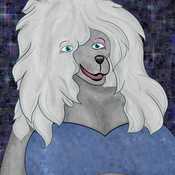 80s_hair anthro black_lips black_lipstick black_nose blue_bra blue_clothing blue_eyes blue_underwear bra breasts clothing eyeshadow female fur grey_body grey_fur grey_hair grey_snout hair lips lipstick makeup pink_eyeshadow pink_tongue solo sparkles sparkling_background sparkling_body sparkling_fur standing teeth teeth_showing tongue underwear wavy_hair tertia azraelle_(tertia) canid canine canis mammal wolf 1:1 absurd_res hi_res