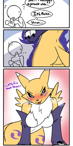 anthro aura blush blush_lines dialogue duo intimidation text icey_(artist) bandai_namco digimon anon digimon_(species) renamon absurd_res comic hi_res