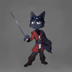 anthro black_body black_fur fur male melee_weapon rapier solo sword weapon emeraldcosmos pita_potato dungeons_and_dragons hasbro wizards_of_the_coast gaznor_pergeiros felid mammal tabaxi 1:1 artist_collaboration hi_res