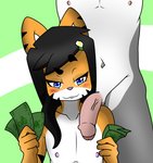 anthro blue_eyes duo female flat_chested foreskin genitals loli looking_at_viewer male male/female money nipples nude penis prostitution simple_background smile smug young young_anthro mcfly0crash susy_sallister felid mammal pantherine tiger digital_media_(artwork)