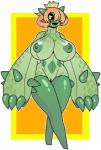 alternate_species areola big_breasts breasts cacnea cactus demonnyuu elemental_creature elemental_humanoid female flora_fauna full-length_portrait generation_3_pokemon genitals hair hair_over_eye hi_res huge_breasts humanoid humanoidized nintendo nipples non-mammal_breasts not_furry nude one_eye_obstructed open_mouth orange_hair plant plant_humanoid pokemon pokemon_(species) pokemorph portrait pussy short_hair simple_background smile solo standing thick_thighs wide_hips