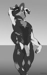 anthro athletic balls black_body fur genitals humanoid_genitalia humanoid_penis jojo_pose male multicolored_body multicolored_fur penis presenting presenting_penis simple_background solo tail gariyuu_(artist) jackson_(tndoggo) african_wild_dog canid canine mammal 2022 digital_media_(artwork) greyscale hi_res monochrome