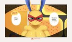 anthro breasts female first_person_view frown muscular muscular_female narrowed_eyes nude solo text waking_up gammainks animal_crossing nintendo mira_(animal_crossing) lagomorph leporid mammal rabbit 2022 comic english_text