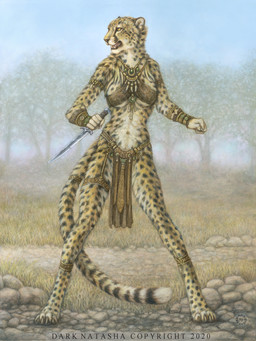 4_toes accessory anklet anthro armlet barefoot black_body black_fur bottomwear breasts clothed clothing dagger day detailed_background fangs feet female fur furgonomics garter hindpaw holding_dagger holding_melee_weapon holding_object holding_weapon jewelry loincloth melee_weapon necklace open_mouth outside paws plant ring sky solo standing tail tail_accessory tail_jewelry tail_ring teeth toes tree tribal tribal_clothing under_boob weapon white_body white_fur yellow_body yellow_fur dark_natasha cheetah felid feline mammal 2020 digital_media_(artwork) signature