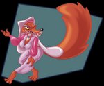 abstract_background anthro barefoot big_breasts breasts choker claws cleavage clothed clothing cosplay crossgender eyelashes eyeshadow feet female fluffy fluffy_tail fur jewelry makeup necklace orange_body orange_fur purple_eyeshadow sharp_teeth solo tail teeth tight_clothing toony yellow_sclera toonvasion disney robin_hood_(disney) song_of_the_south br'er_fox maid_marian canid canine fox mammal alpha_channel crossover hi_res