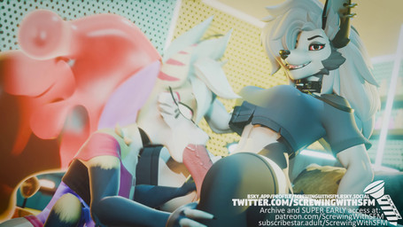 anthro big_penis duo female genitals gynomorph intersex intersex/female oral penis screwingwithsfm aeridiccore_(modeler) hellaverse helluva_boss mythology loona_(helluva_boss) queen_bee-lzebub_(helluva_boss) arthropod bee canid canid_demon canine demon fox hellhound hymenopteran insect mammal mythological_canine mythological_creature 16:9 3d_(artwork) 3d_animation 4k absurd_res animated digital_media_(artwork) hi_res no_sound short_playtime webm widescreen