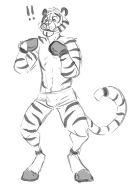 anthro bulge clothed clothing digitigrade exclamation_point facial_markings front_view head_markings hooves male male_anthro markings slim_anthro slim_male solo standing striped_arms striped_face striped_legs striped_markings striped_tail stripes tail tail_markings topless hufnaar hufnaar_(character) equid equine felid hybrid mammal pantherine tiger full-length_portrait hi_res monochrome portrait sketch