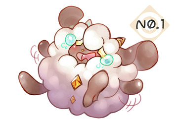 ambiguous_gender anthro bodily_fluids crying fur horn solo tears white_body white_fur wool_(fur) yellow_eyes reofoxy palworld pocketpair lamball pal_(species) hi_res