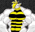 abs anthro biceps big_muscles biped black_body black_horn black_stripes blonde_hair eyes_closed front_view grey_background hair happy head_tilt horn huge_muscles male multicolored_body muscular muscular_anthro muscular_male neck_muscles nipples nude outline pecs simple_background smile snout solo standing striped_body stripes toony triceps white_body yellow_body yellow_nipples yellow_stripes cartoonjunkie mythology cj_(cartoonjunkie) dragon mythological_creature mythological_scalie scalie 2011 digital_drawing_(artwork) digital_media_(artwork) half-length_portrait portrait