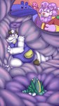 anthro barefoot belly blep breasts clothed clothing duo feet female fur green_body group hair inside internal male male/female male/male organs pouch_(clothing) simple_background sinking size_difference smile soft_vore stomach stuck tail toes tongue tongue_out topwear trio vore white_body kazjester canid canine canis domestic_dog felid humanoid lagomorph leporid lion mammal pantherine rabbit unknown_species digital_media_(artwork) hi_res