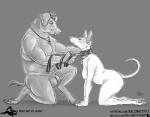 animal_genitalia anthro balls bdsm breasts collar duo female genitals ibizian_hound leash male male/female petplay roleplay sheath salonkitty canid canine canis domestic_dog domestic_pig ibizan_hound mammal primitive_dog primitive_hunting_dog suid suina sus_(pig)