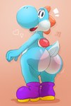 anthro big_butt blush body_blush bubble_butt butt butt_blush clothing footwear heart_symbol looking_at_viewer looking_back looking_back_at_viewer male nude rear_view shell shoes smile solo zetamath mario_bros nintendo cyan_yoshi yoshi absurd_res digital_media_(artwork) hi_res