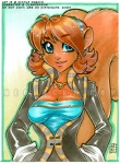 2008 anthro blue_eyes breasts cleavage clothed clothing female hair jennifer_l_anderson looking_at_viewer luckypan mammal rodent sciurid short_hair solo tail traditional_media_(artwork) tree_squirrel