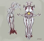 armor big_breasts big_butt breasts butt curvy_figure female solo tentacles voluptuous wide_hips wings shinyglute doom_(series) doom_eternal id_software microsoft khan_maykr alien alien_humanoid angel humanoid maykr tentacle_creature