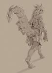 anthro biped hair long_hair looking_back male solo standing tail walking majmajor european_mythology mythology tasla_venhyle dragon mythological_creature mythological_scalie scalie western_dragon wyvern 2018 hi_res monochrome sketch