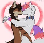 anthro duo hug kissing love male male/male celestialwolfarts luke_reinhard canid canine canis domestic_dog german_shepherd herding_dog mammal pastoral_dog wolf