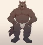 anthro asian_clothing belly bulge clothing cute_fangs east_asian_clothing fangs fundoshi humanoid_hands japanese_clothing male moobs navel nipples overweight overweight_anthro overweight_male simple_background solo teeth underwear dasoowolf canid canine canis mammal wolf 2019 hi_res