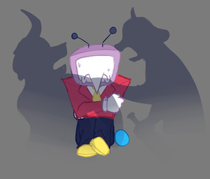 alcohol alcohol_bottle antennae_(anatomy) antennae_markings anthro argument beverage clothing darkness drunk duo electronics female fight for_a_head frown holding_self horn long_nose male necktie pipis_(deltarune) screen screen_face shadow silhouette simple_background sitting solo substance_intoxication suit television azai114 deltarune furry_parents_fighting undertale_(series) asgore_dreemurr tenna_(deltarune) toriel bovid caprine darkner goat humanoid mammal object_head screen_head tv_head hi_res meme