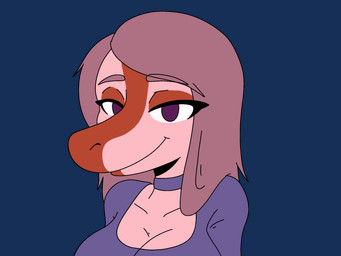 anthro big_breasts breasts choker cleavage clothed clothing eyebrows eyelashes eyeshadow female hair jewelry looking_at_viewer makeup necklace shirt smile solo t-shirt topwear yapping unknown_artist cavemanon_studios goodbye_volcano_high ko_op_(game_developer) snoot_game stacy_(gvh) allosauroid carcharodontosaurid dinosaur giganotosaurus prehistoric_species reptile saurischian scalie theropod 2_frame_animation 4:3 animated hi_res