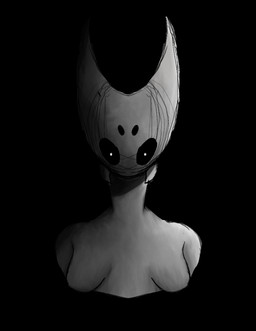anthro black_background black_eyes breasts female multi_eye pupils simple_background small_breasts solo white_pupils nauiho hollow_knight_(franchise) team_cherry hornet_(hollow_knight) arthropod insect bust_portrait digital_drawing_(artwork) digital_media_(artwork) digital_painting_(artwork) guide_lines monochrome painting_(artwork) portrait shaded