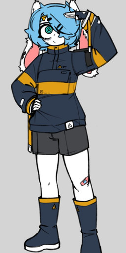 accessory anthro band-aid bandage blue_eyes blue_hair boots bottomwear clothing coat crown floppy_ears footwear fur futuristic_clothing gesture gloves hair hair_accessory hair_over_eye hairpin handwear headgear jacket lop_ears male pasties pouch_(clothing) raincoat salute shoes short_hair shorts simple_background solo standing tired_eyes topwear white_body white_fur probablyavv avv_(probablyavv) humanoid lagomorph leporid mammal rabbit 2024 hi_res sketch