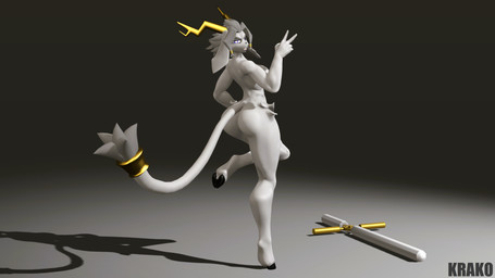 anthro antlers biped butt cloven_hooves curvy_figure dream_breaker_(pseudoregalia) female female_anthro floppy_ears fur gold_(metal) gold_jewelry grey_body grey_fur grey_hair hair hooves horn jewelry kneeling long_ears lop_ears nude nude_anthro simple_background solo standing tail underhoof weapon krako warfaremachine_(modeler) pseudoregalia sybil_(pseudoregalia) warfare_sybil bovid caprine goat hybrid jackalope lagomorph leporid mammal rabbit 2024 3d_(artwork) absurd_res digital_media_(artwork) hi_res source_filmmaker_(artwork)