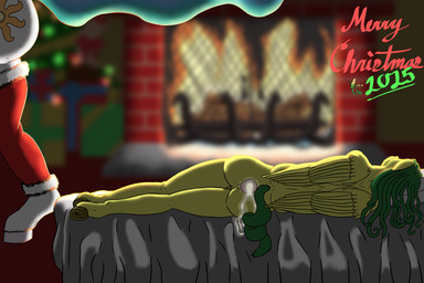 after_sex anus bed bodily_fluids christmas_clothing christmas_decorations christmas_lights christmas_present christmas_tree clothing cum cum_in_ass cum_inside cum_pool cum_pooling feathered_wings feathers fireplace furniture gaping gaping_anus genital_fluids gift holidays intersex intersex/male leaking_cum legwear male overweight overweight_intersex plant puddle stockings tail tree wings korncob christmas friendship_is_magic hasbro my_little_pony mythology korn_cob princess_celestia_(mlp) equid equine mammal mythological_creature mythological_equine pegasus hi_res
