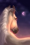 crescent_moon dusk evening facial_markings female feral head_markings light markings moon moonlight purple_eyes solo star sunset almatea mary_(bloopertrooper) equid equine horse icelandic_horse mammal hi_res