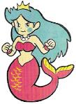 5_fingers bare_shoulders blue_hair blush breasts eyebrows eyelashes female fingers fish_tail hair jewelry monster_girl_(genre) necklace simple_background solo split_form white_background unknown_artist mario_bros nintendo wario's_woods meido marine merfolk low_res official_art