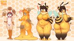 anthro big_breasts big_butt big_eyes blue_eyes breasts brown_hair butt confusion dialogue female food fur gender_transformation genitals goo_transformation hair heart_symbol holding_breast honey_(food) honeycomb honeycomb_background looking_back looking_up male mtf_transformation orange_body orange_fur penis slightly_chubby solo stinger surprised_expression tan_body tan_fur thick_thighs transformation white_body white_fur wide_hips hima_nsfw ande_(hima_nsfw) arthropod bee canid canine felid feline fox hybrid hymenopteran insect lynx mammal queen_bee absurd_res hi_res sequence