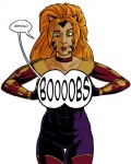 abs bodysuit breasts clothing female green_eyes hair lips open_mouth orange_hair skinsuit solo text tight_clothing unknown_artist dc_comics young_justice mighty_endowed animal_humanoid cat_humanoid felid felid_humanoid feline feline_humanoid humanoid mammal mammal_humanoid 4:5 english_text