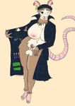anthro balls breasts clothing feet genitals herm intersex nipples penis solo midnightstockings webfishing possum_shopkeeper_(webfishing) american_opossum mammal marsupial virginia_opossum absurd_res hi_res