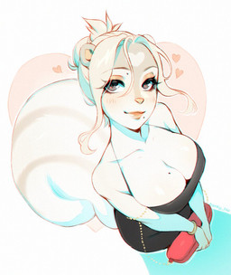 anthro big_breasts breasts fancy_clothing female heart_symbol hearts_around_head solo frenky_hw marjorie_(frenky_hw) mammal rodent sciurid tree_squirrel